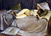Woman Lying on a Couch